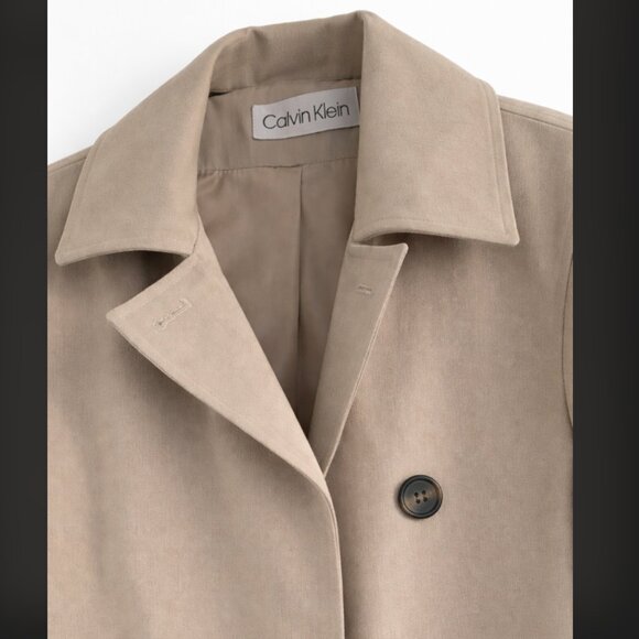 Vintage Calvin Klein Classic Trench Coat Neutral Beige Size 10 - Picture 3 of 7